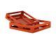 Urban Trends 32344 Wood Square Serving Tray with Cutout Handles Set of Tw. New