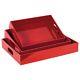 Urban Trends Wood Rectangular Serving Tray withCutout Handles Set of 3 Coated, Red