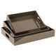 Urban Trends Wood Rectangular Serving Tray withCutout Handles Set of 3, Taupe