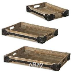 Uttermost Fadia Natural Wood Trays, Set of 3 19667