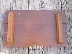 VERY RARE! Vtg Indonesian HAND CARVED Serving Lap Tray Wood Metal Tile BEAUTY