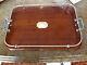 VICTORIAN ANTIQUE TIGER OAK Wood SERVING TRAY WithSILVER GALLERY14 X 20(No Mono)