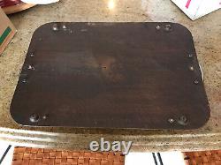 VICTORIAN ANTIQUE TIGER OAK Wood SERVING TRAY WithSILVER GALLERY14 X 20(No Mono)