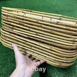 VTG Lot 14 Rattan Bamboo Wicker Serving Trays. 19x 13 Woven BOHO Pier 1 90s