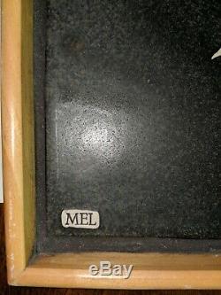 VTG MID Century signed MEL Tile Wood Serving Tray hand made tile praying mantis
