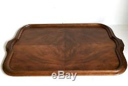 Veneered Solid Wood Serving Tray 24 Mahogany Vtg Deco Mid Century Colonial