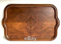 Veneered Solid Wood Serving Tray 24 Mahogany Vtg Deco Mid Century Colonial