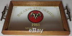 Vhtf Collectible Bacardi Rum Wooden Serving Tray With Mirror Since 1980