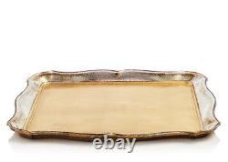 Vietri H1386 Gold/Silver Florentine Rectangle Wood Tray 17.5x14 in