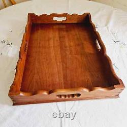 Vintage 19'Lx13Wx2 5/8H Wooden Mahogany Chippendale Butler Serving Tray