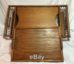 Vintage Antique Wood Breakfast Bed Table & Tray Serving Laptop Nice Display EXC