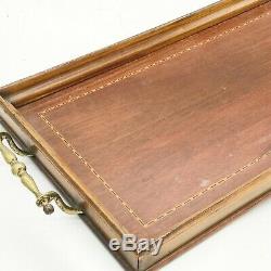 Vintage / Antique Wooden Wood Inlaid Oak Servants Serving Tray
