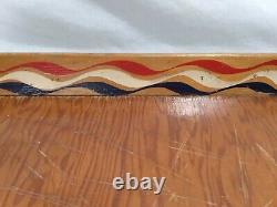 Vintage Art Deco Marigold Los Angeles Wood Tray Handpaint White Blue Banner Rare
