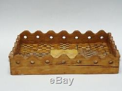 Vintage Arts & Crafts Style Masonic Wood Cocktail Serving Tray Utica Ny