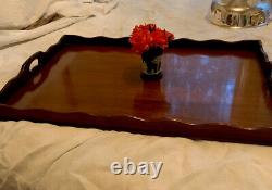 Vintage Baker Furniture Company Chippendale Mahogany Wood Butlers Tray Display