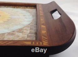 Vintage Brazil Casa ABC Butterfly Wing Serving Inlaid Wood Serving Tray Morpho
