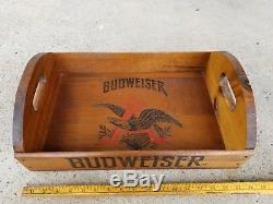 Vintage Budweiser Beer Wooden Serving Tray RARE Wood Bar Sign 18X 11! NICE