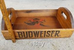 Vintage Budweiser Beer Wooden Serving Tray RARE Wood Bar Sign 18X 11! NICE