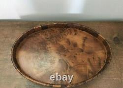 Vintage Burl Wood Hand Carved Oval Tray 14 1/2