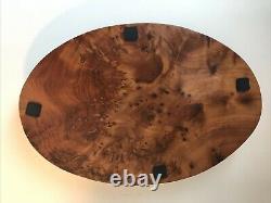 Vintage Burl Wood Hand Carved Oval Tray 14 1/2