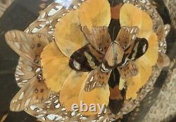 Vintage Butterfly/Moth Wing Inlaid Wooden Tea Serving Tray