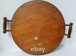 Vintage Butterfly Wing Round Wood Serving Tray Rio de Janeiro Brazil Charles