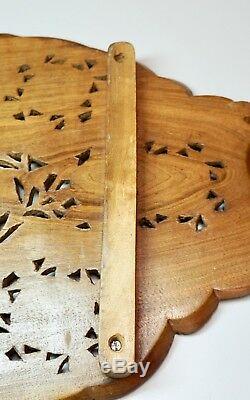Vintage Carved Wood Footed Serving Tray 24 Long Floral Motif