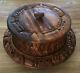 Vintage Carved Wood Lazy Susan & Cover, Tropical Tiki Bar Style Serving Tray Cake