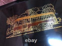 Vintage Couroc Monterey Trolley Cable Car San Francisco Brass & Wood Inlay Tray