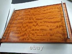 Vintage Curly Maple Wood Grain Flame Design Serving Tray Australian Cedar Bonded