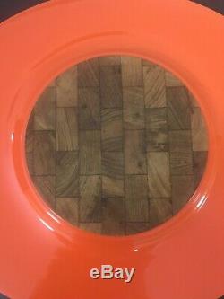 Vintage Dansk IHQ Denmark Lacquer Teak Wood Serving Tray Orange Eyeball RARE MCM