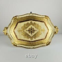 Vintage Gold Florentine Serving Tray Italy Italian XL 21in Neiman Marcus