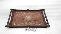 Vintage Hand Carved Inlay Wooden Serving Tray Serve Plate Platter Big Size MP