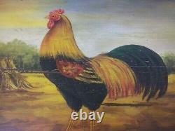 Vintage Hand Painted Wood Serving Tray/Wall Art Rooster Design Indonesia 32x22