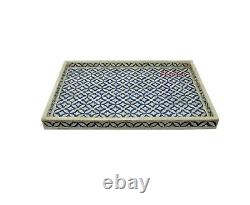 Vintage Handmade Bone Inlay Serving Tray Kitchen Tray Dining Table Tray Gift