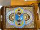 Vintage Iridescent Butterfly Wings Marquetry Wooden Serving Tray
