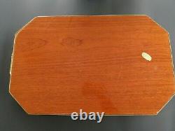 Vintage Italian Marquetry Wood and Brass Inlaid Serving Gallery Tray Italy