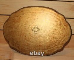 Vintage Italian hand made floral wood tole serving tray platter