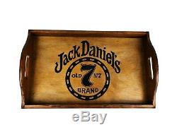 Vintage Jack Daniel's Old No. 7 Whiskey Wooden Serving Tray Sign Barware Mancave