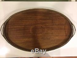 Vintage Large Tiffany & Co Sterling/InlayedWood Serving Tray-With Handles-24inch