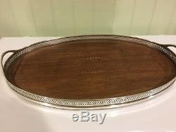 Vintage Large Tiffany & Co Sterling/InlayedWood Serving Tray-With Handles-24inch