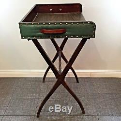 Vintage MCM Folding Portable Bar Wood Table Coffee Tea Serving Tray Butler Stand