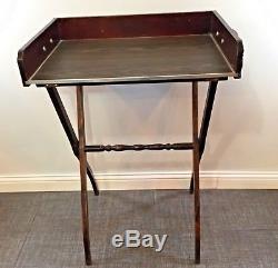 Vintage MCM Folding Portable Bar Wood Table Coffee Tea Serving Tray Butler Stand