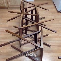 Vintage MCM Wood Folding TV Snack Trays Folding Table Set of 4 With Rack Stand