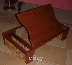 Vintage MID Century Modern 1976 Teak Wood & Woven Cane Bed/butler Serving Tray