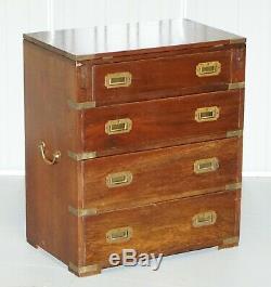 Vintage Mahogany Military Campaign Chest Of Drawers Butlers Folding Serving Tray