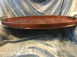 Vintage Manning, Bowman & Co. Wood Mahogany Oval Serving Tray Genie Lamp Rare