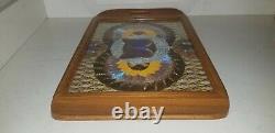 Vintage Morpho Butterfly Wing Wood Serving Tray