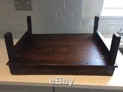 Vintage Oak Wooden Breakfast Tray Folding Legs Large Dinner Serving Tray 56x40cm