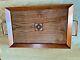 Vintage Oak Wooden Butler Serving Tray Antique Inlaid Wood 11 by 18 Inches